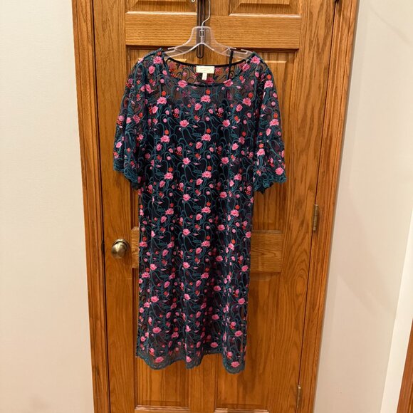 Anthropologie Moulinette Soeurs Sheer Floral Embroidered Dress SZ XL - Picture 3 of 9
